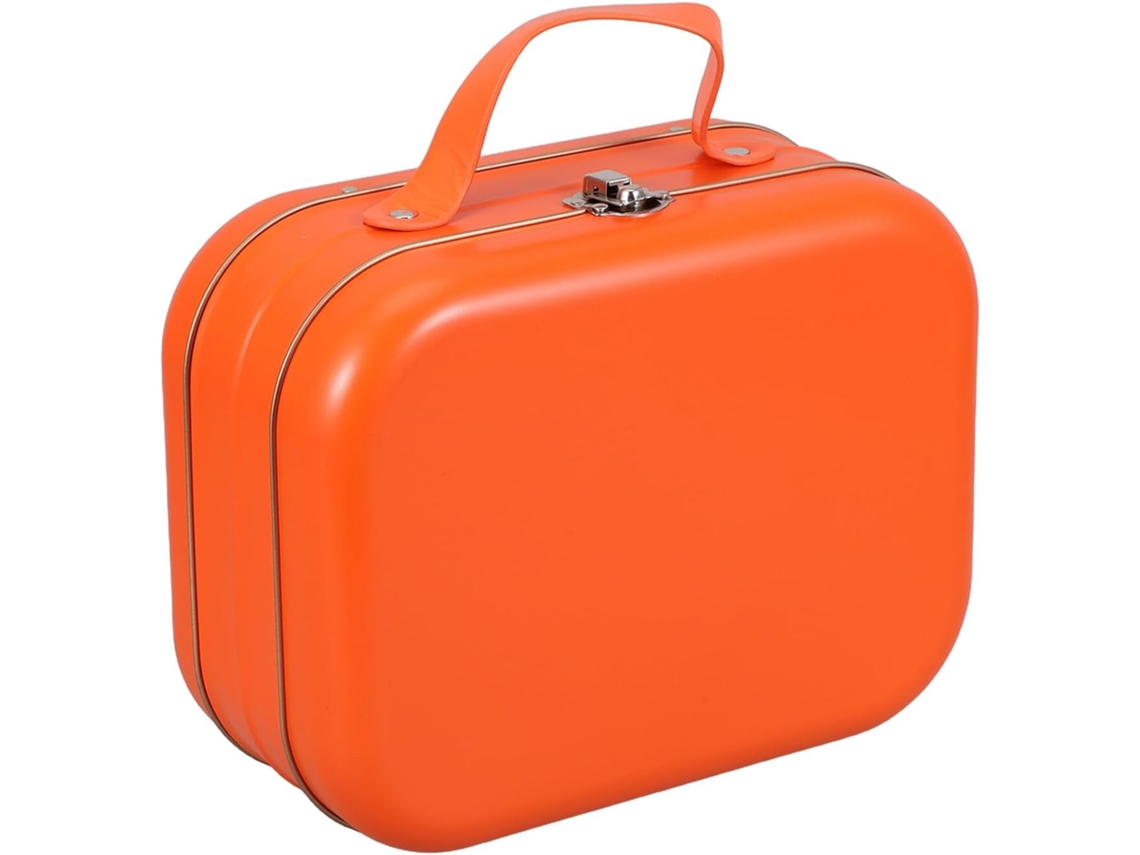 Caja De Almacenamiento De Hojalata Con Tapa Y Asa, 220x170x108 Mm, Color Naranja...