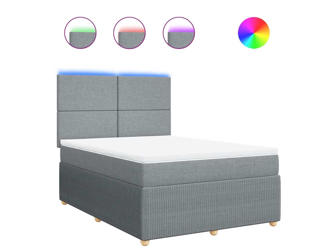 Maison Exclusive - Cama Box Spring Con Colchón Tela Gris Claro 140x190 Cm