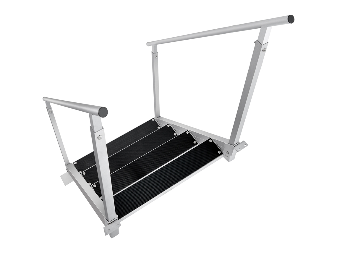 Escalera de muelle de aluminio Succebuy de 4 escalones, ajustable de 30 a 38 pulgadas, capacidad de 500 libras