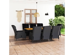 unidades Conj. Jantar Exterior C/ Almofadões Vime Pe Cinza Escuro Dkd Home Decor