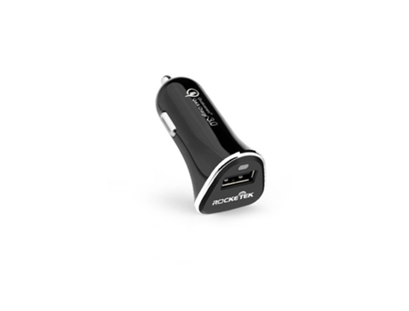 Cargador de mechero carga rápida Qualcomm 3.0 USB 2.4A - Negro - ROCKETEK