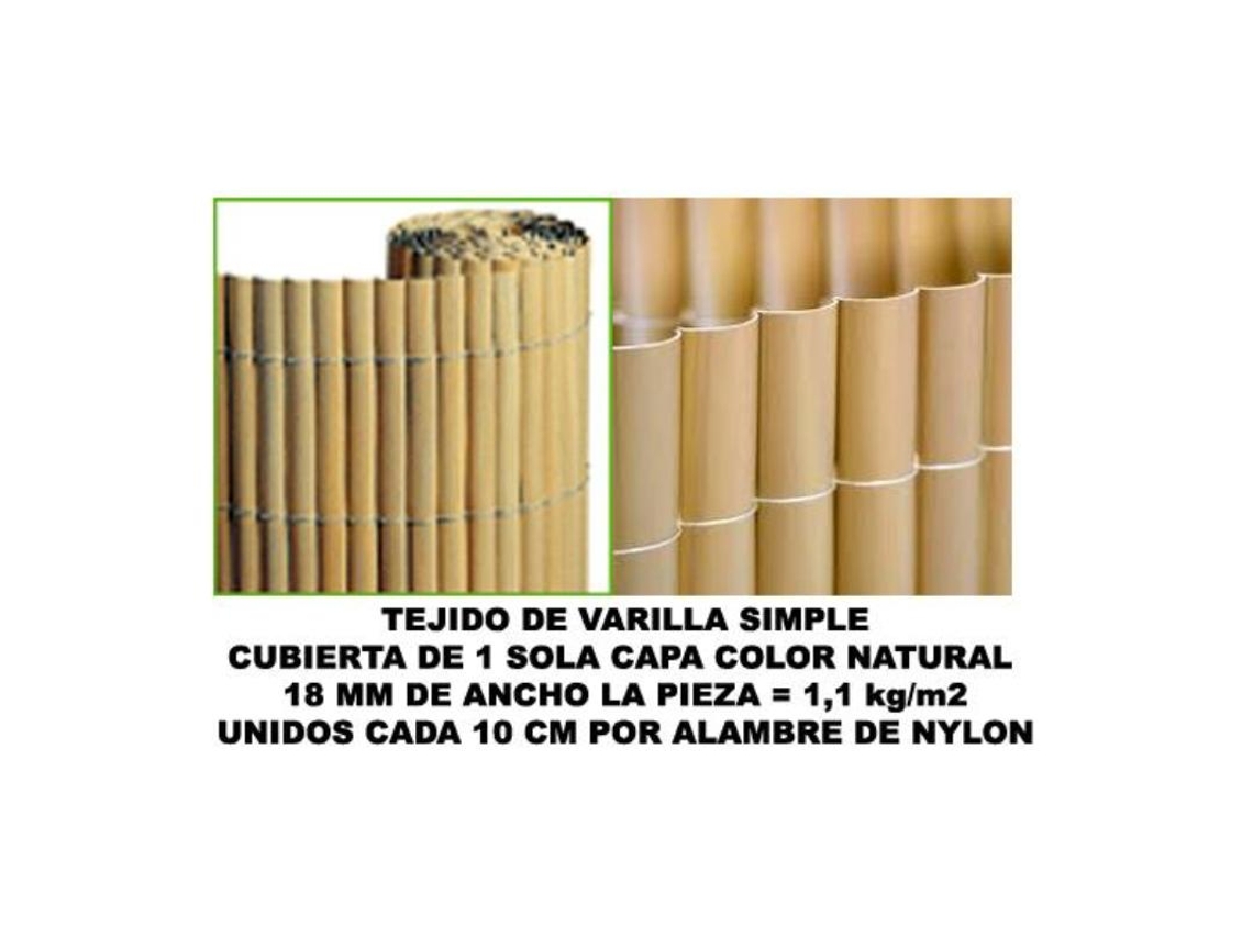 Bambu cañizo pvc 1 cara 18 mm color natural 100x500 cm   mz8006