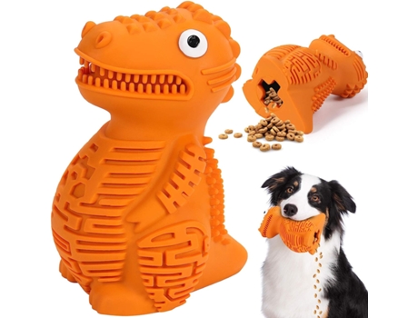 Juguete indestructible para perros grandes, juguetes interactivos de goma para masticar, cepillo de dientes para cachorros medianos y grandes (amar...