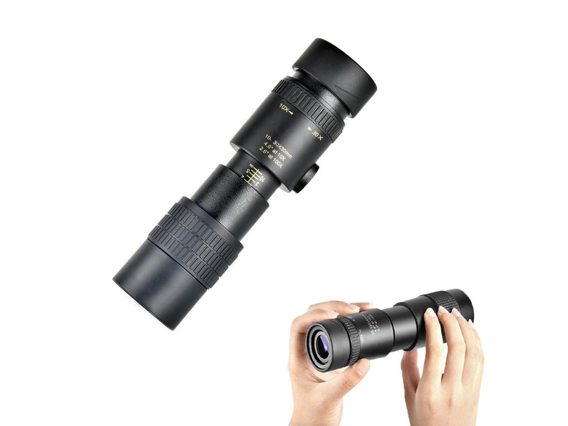 Telescopios monoculares, telescopio monocular Super Telezoom de 10-300x40 mm, telescopio monocular con soporte para teléfono y trípode(Negro) CHRONUS