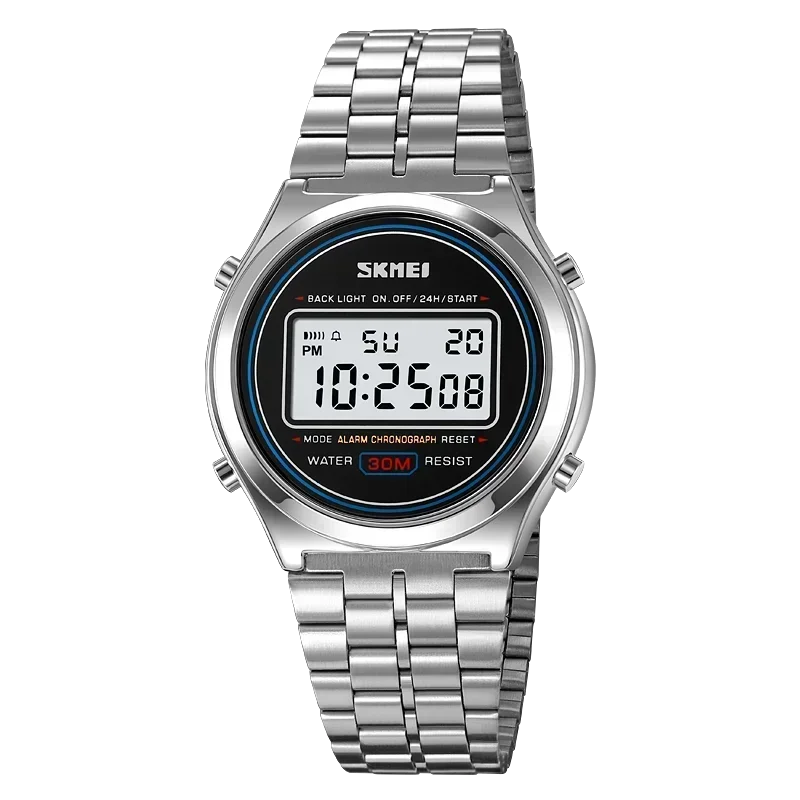 Reloj de pulsera con alarma, indicador de fecha y hora, resistente al agua, de acero inoxidable, con contador luminoso, cronómetro y números, reloj deportivo MDUG.