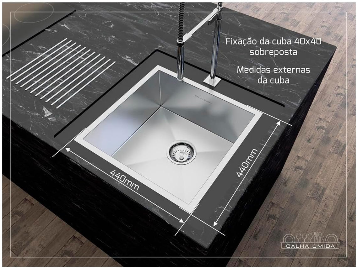 Cubo Inox 400x400 Calha Umida