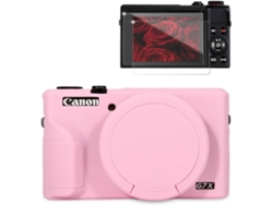 Funda de silicona HEXINYIGJLY para Canon G7x Mark II, cubierta extraíble, protector de pantalla, antiarañazos, rosa.