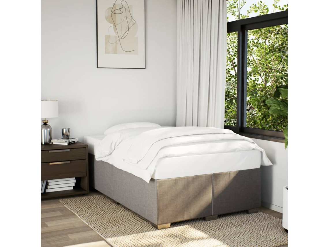 Estructura De Cama Sin Colchón Tela Gris Taupe 120x190 Cm
