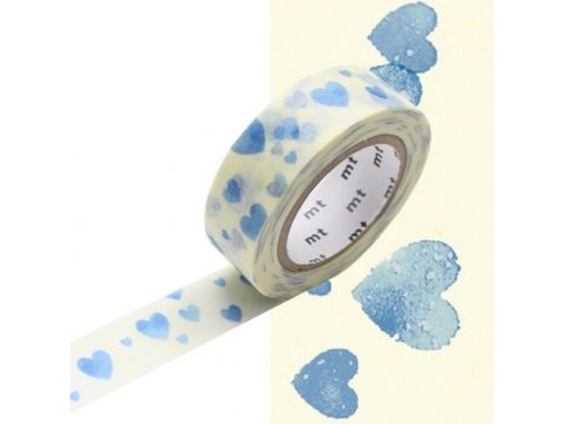 Cinta adhesiva decorativa - Nube de corazones azul - 1,5 cmx7 m
