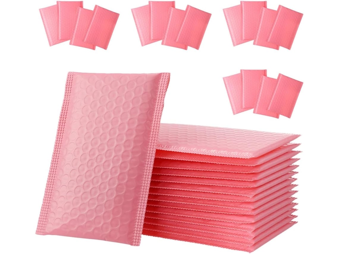 Paquete De 60 Bolsas De Plástico De Burbujas De Pe Rosas Para Envío De Paquetes.