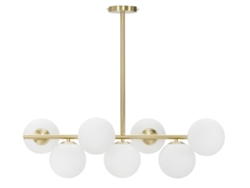 Lámpara De Techo Glamy De 7 Luces Con Casquillo E14, Fabricada En Metal Dorado Y Esferas De Cristal Blanco (81x30x74 Cm) - Glam Design