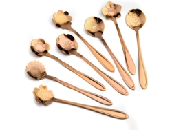 Juego de 8 cucharas con forma de flor, acero inoxidable NEVEANCE