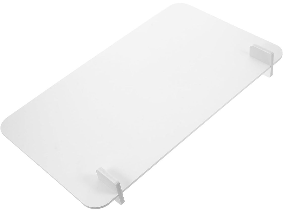 Mampara De Oficina De Pvc Blanco, Resistente A Salpicaduras Y Golpes, Con Bordes Redondeados.