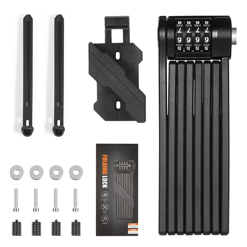 Candado de bicicleta plegable MDUG, portátil, seguro, con combinación antirrobo (120 cm)*