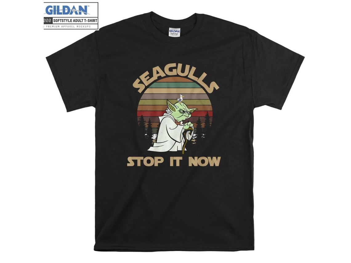Camiseta Rockinstone Star Wars Seagulls Stop It Now Yoda Retro（m）