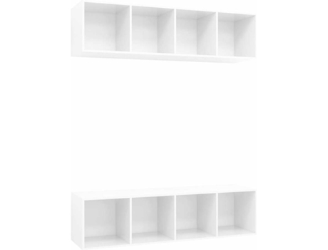 Conjunto 2 Mueble para la televisión VIDAXL Blanco Madera contrachapada (37x37x142.5 cm)
