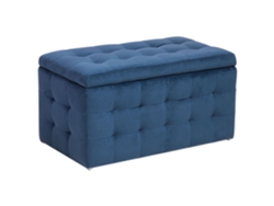Otomana BELIANI Michigan de Terciopelo Azul 72x42x40