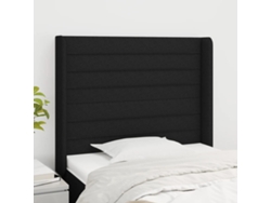 Cabecero Con Orejas De Tela Negro 103x16x118/128 Cm