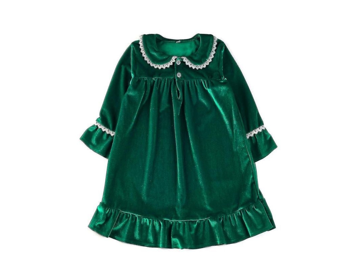 2026-pijamas De Navidad Rojo Para Niños Niñas Tela De Terciopelo Dorado Calientitos Talla Verdadera Invierno 5-6t C Green