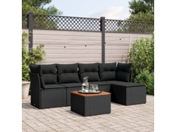 Conjunto de sofás de jardín de 6 piezas DKD Home Decor con cojines de mimbre negros