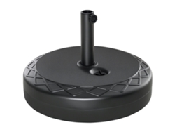 Base para sombrilla resistente al agua de 30 kg, soporte redondo de metal y plástico, poste de 38-48 mm, Ø55x38 cm, negra.