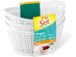 Kit 7h HOUSE 3 Cestas Ovaladas AZul 1,5 Litros