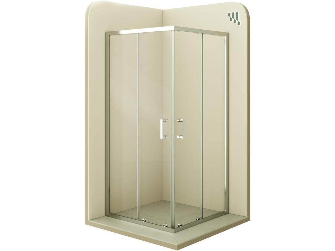 Mampara de Ducha MOMENTS OF GLASS Diana 80x85x190cm | Reversible | Puertas correderas, Ajuste 77,5-79,5x82,5-84,5cm | Perfiles Cromados, Cristal transparente 6mm