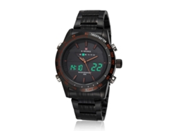 Reloj Hombre Deportivo Naviforce Acero Resistente Al Agua Cuarzo Negro Naranja
