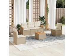 Conjunto de 6 sofás de jardín con cojines de mimbre beige Dkd Home Decor