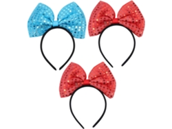 Diadema Navideña De 3 Piezas Con Lazo Y Lentejuelas, Accesorio Brillante Para El Cabello.