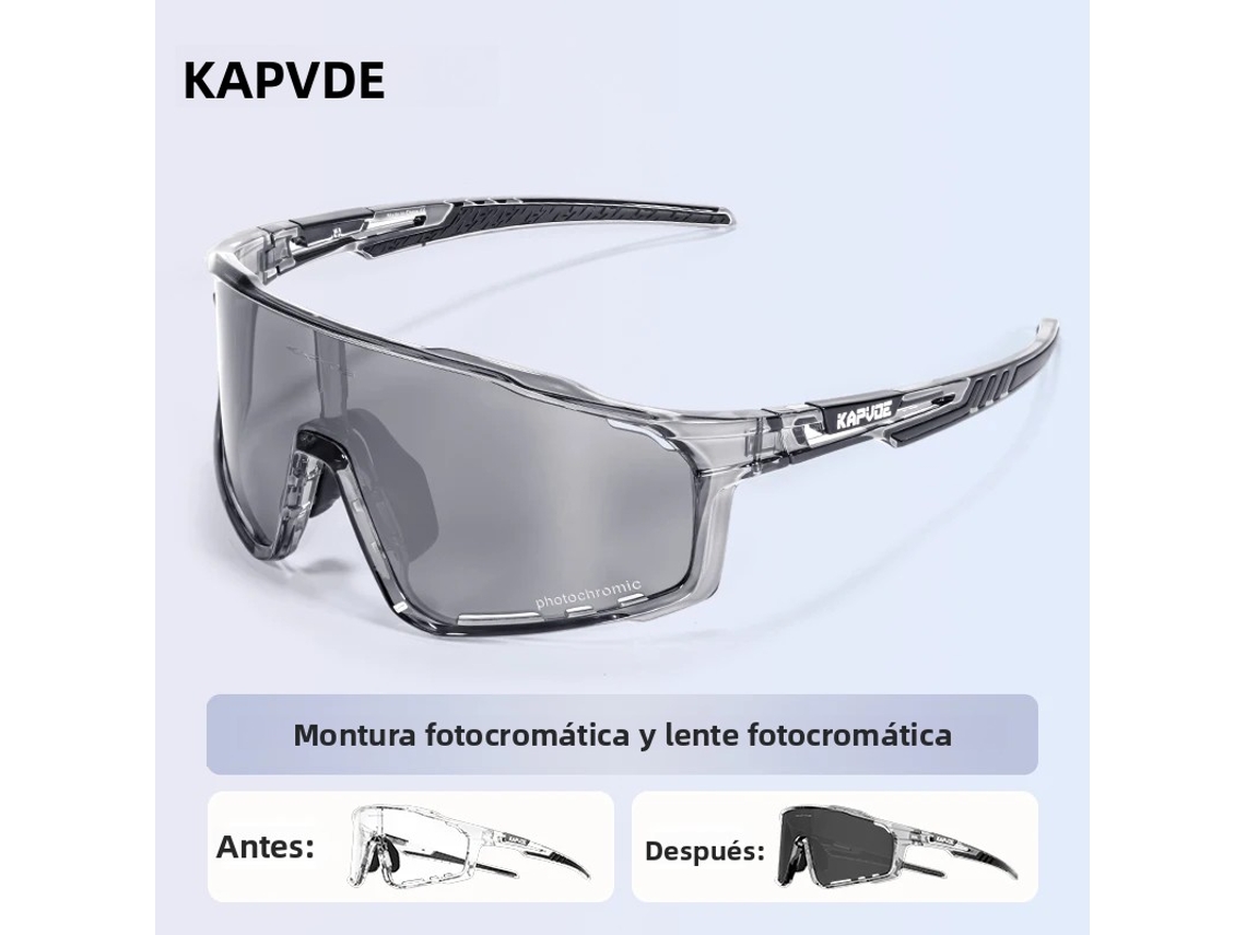 (Negro 10) Gafas de ciclismo fotocromáticas unisex, protección UV400.