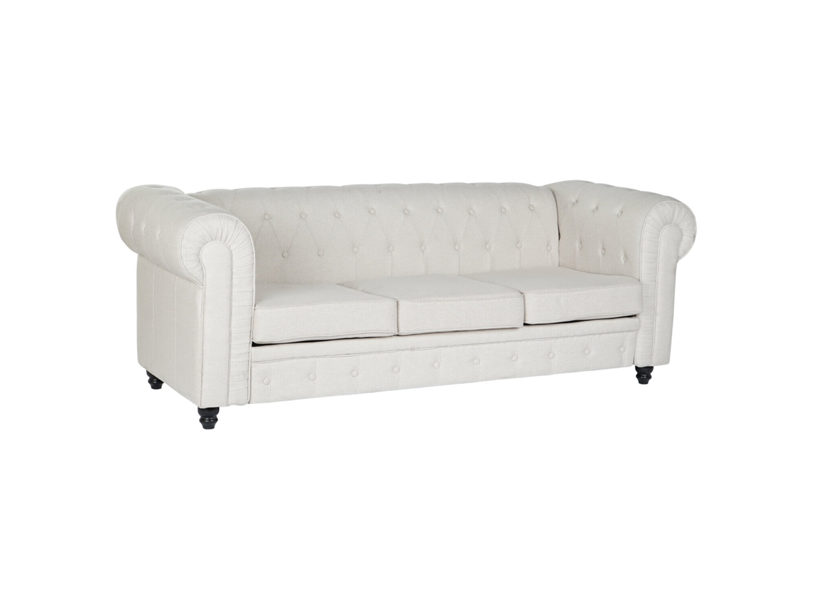 Sofa Poliester Madera Crema 209x84x76cm