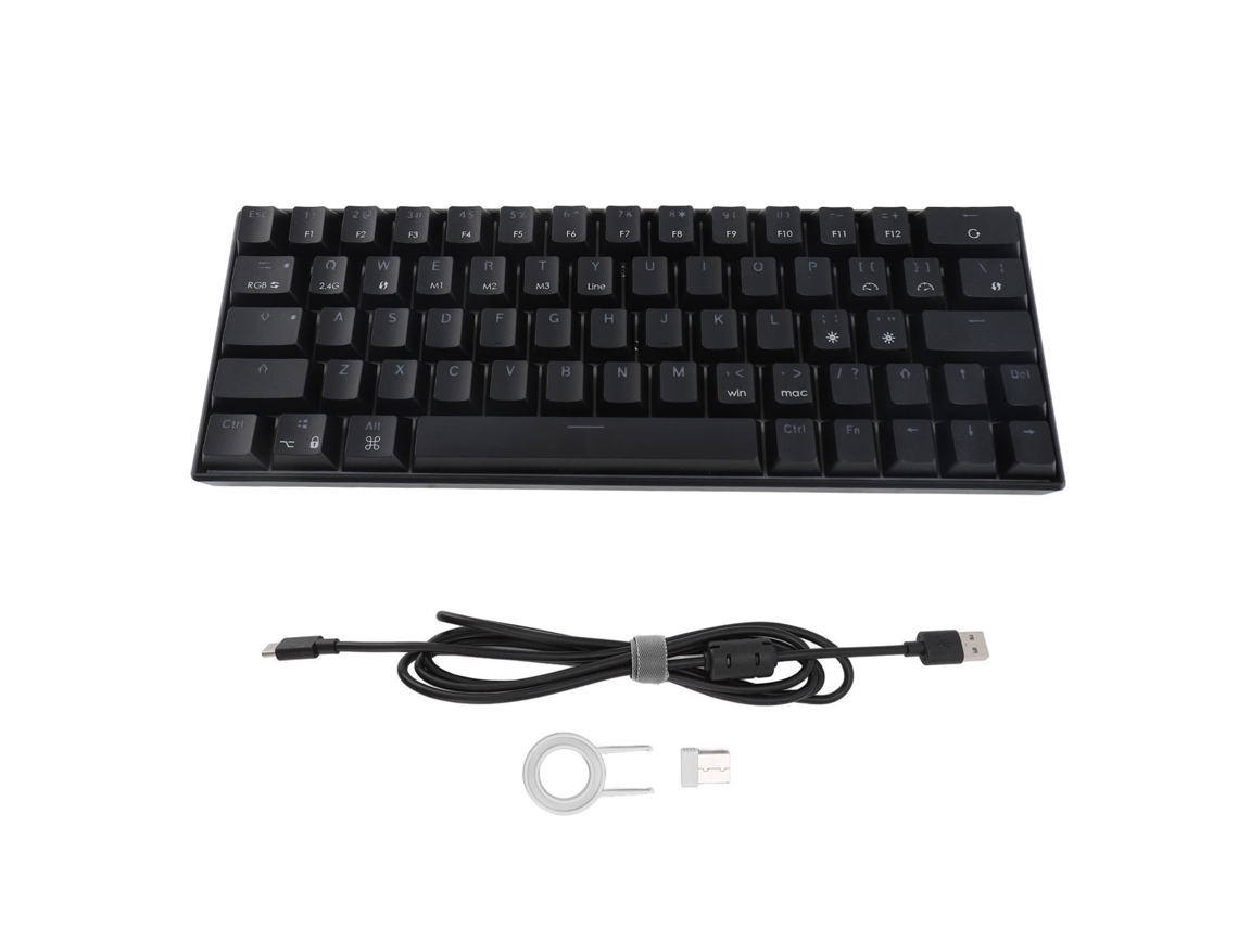 Teclado mecánico para juegos con 64 teclas RGB, inalámbrico y con cable.