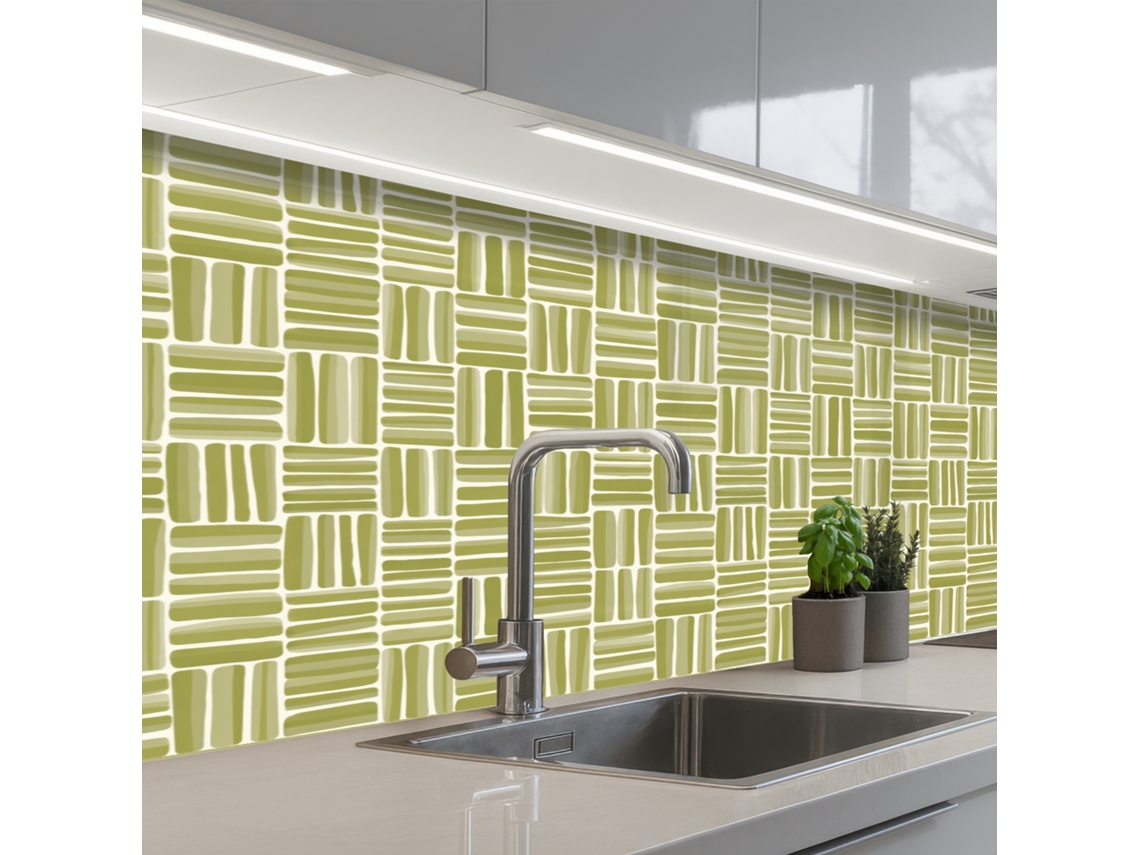 Salpicaderos De Cocina Trenza - Patrón - Verde 150x60 Cm