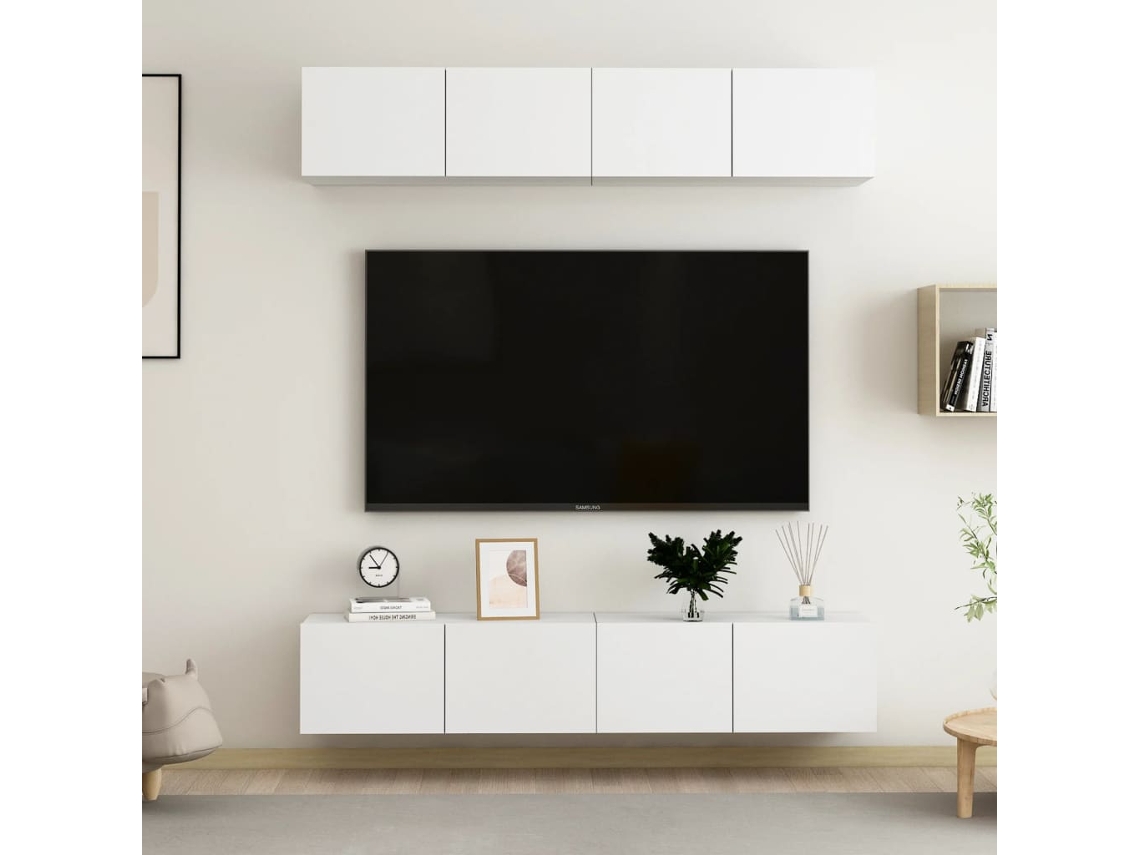 Estantería/Muebles de TV 4 Pzs 80X30X30 Cm Contrachapado Blanco