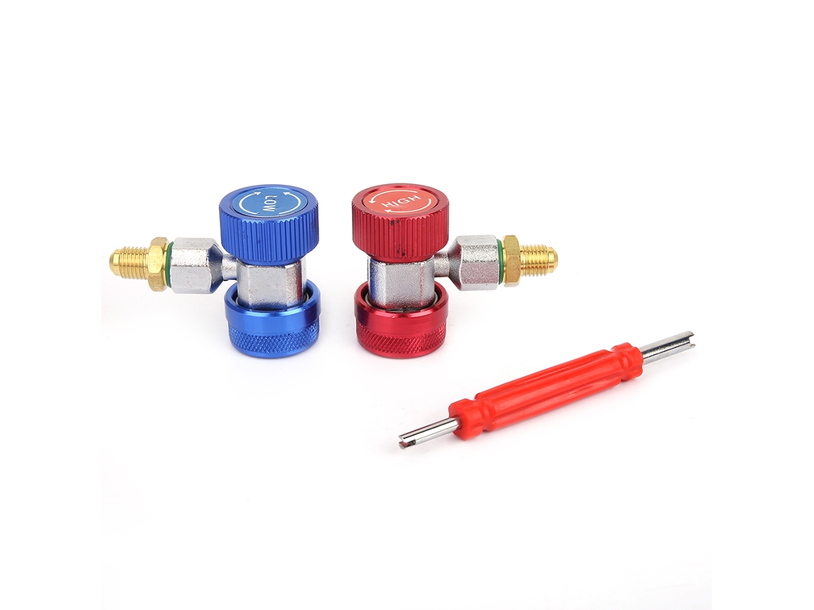 Adaptador De Conector Rápido R134a De 90° Con Herramienta De Extracción Para Manómetro De Aire Acondicionado