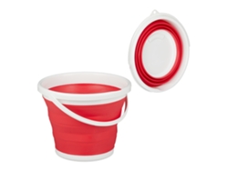 Relaxdays Cubo Plegable Camping, Casa, Coche, Agua, Fregar, Cocina, Barreño, Festival, Pp-tpe, 1 Ud., 10 Litros, Rojo