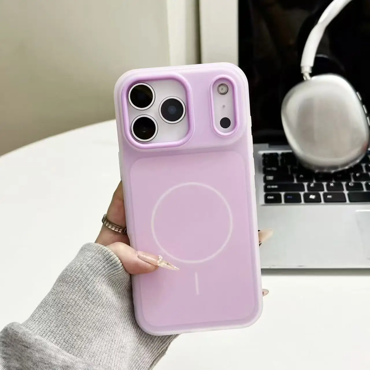 (iphone 11 Pro Max Morado) Funda Magnética 2 En 1 Para Teléfono, Compatible Con Carga Inalámbrica Magsafe, Acabado Mate.