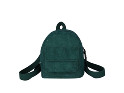 Mochila Mini Cuadros De Pana Color Solido Pequeña Bolso Mochila Hombro Verde