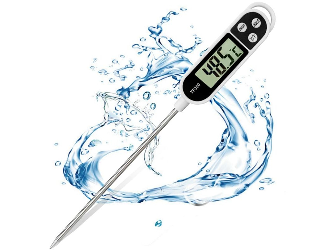 Termómetro digital, sonda de acero inoxidable de grado alimenticio con amplio rango de temperatura, ideal para creaciones culinarias.