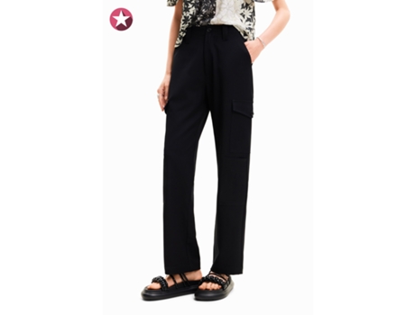 Pantalones de Mujer DESIGUAL Anchos Trevor Negro (M)