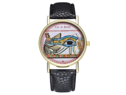 Reloj Casual Unisex De Cuarzo Con Correa De Cuero Pu Negro