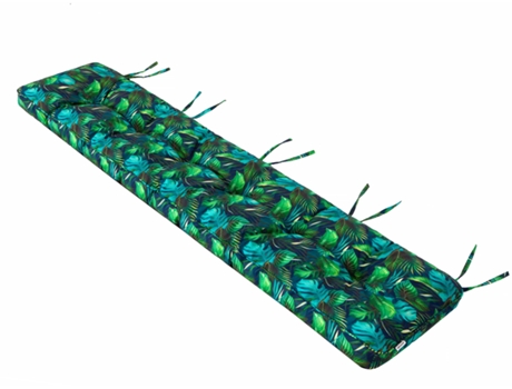 Cojín para banco de jardín con cojín grueso para uso en exteriores. Largo: 150cm, ancho: 40cm - Hojas azules SALES CORE