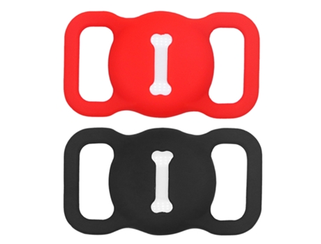 Soporte para collar de perro Airtag, soporte para collar de gato Airtag, funda de silicona para collar de gato Airtag, negro rojo brillante ZMDECQNA