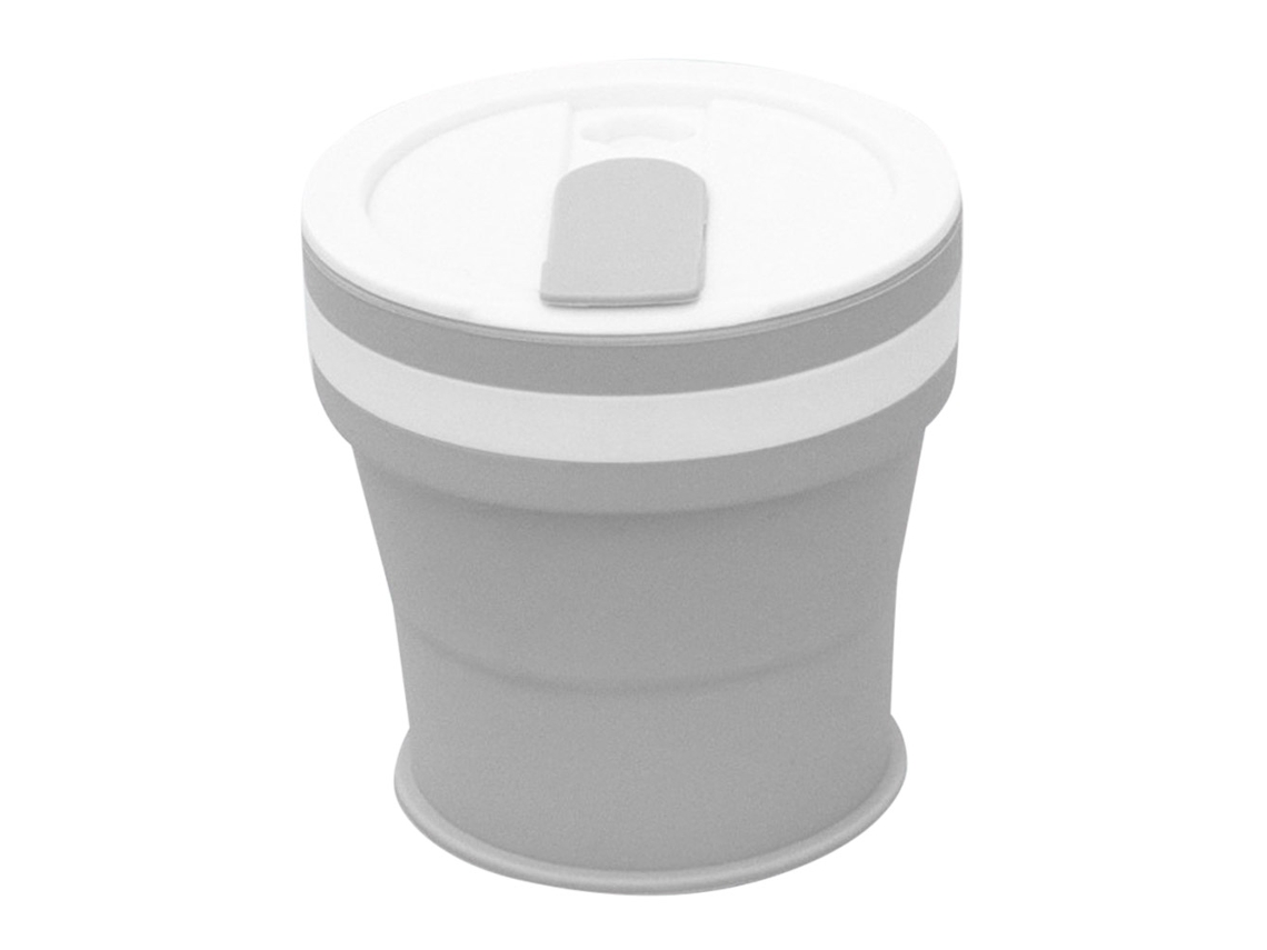 Vaso Plegable De Silicona Portátil Con Tapa Para Viajes Y Acampadas, 350 Ml.