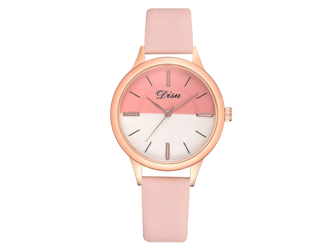 Reloj De Pulsera Casual De Moda Para Mujer Con Correa De Piel Sintética Y Movimiento De Cuarzo Rosa.