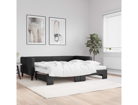 VIDAXL Sofá cama nido con colchón tela negro 90x200 cm