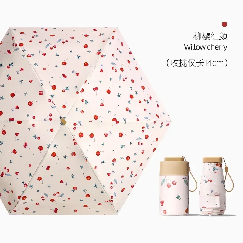 Mini Sombrilla De Bolsillo Con Protección Uv, Sombrilla De Sol Plegable De Parte Superior Plana.