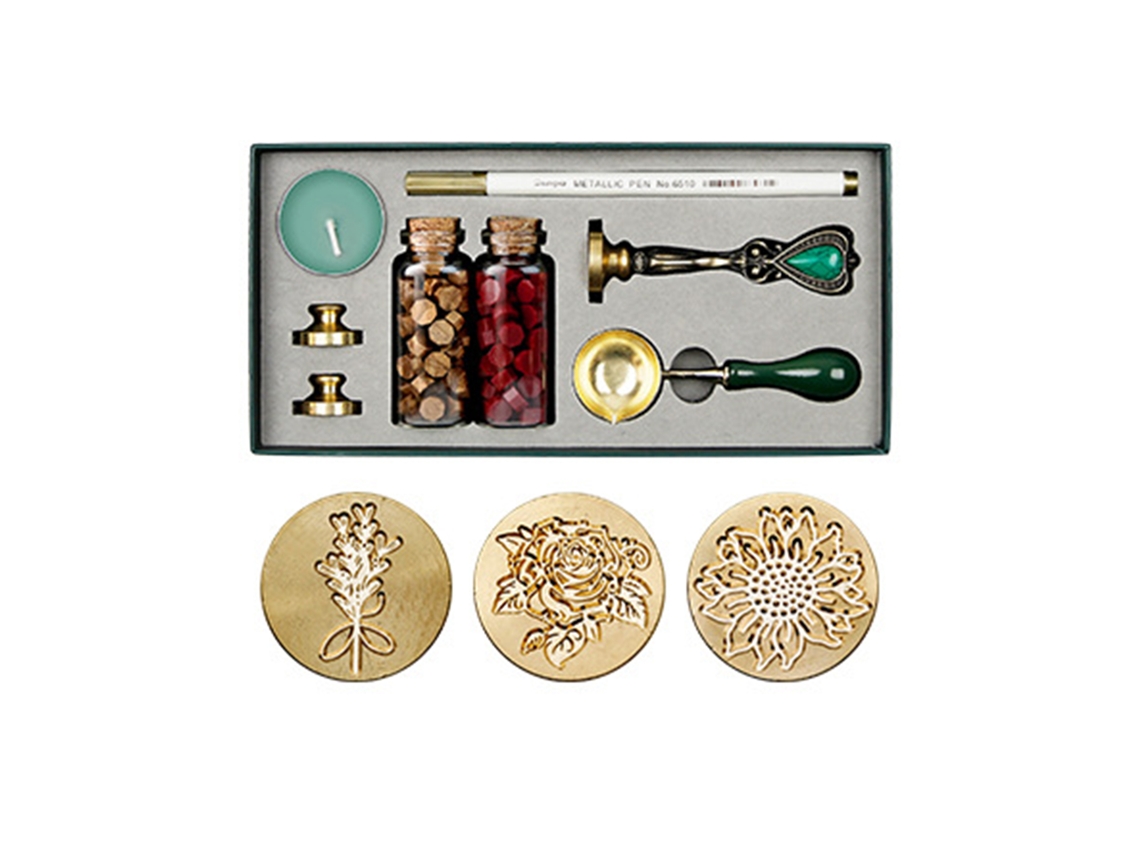 Kit De Cera Selladora Con Cera Perlas, Sello Y Cuchara Para Invitaciones Y Artesanía