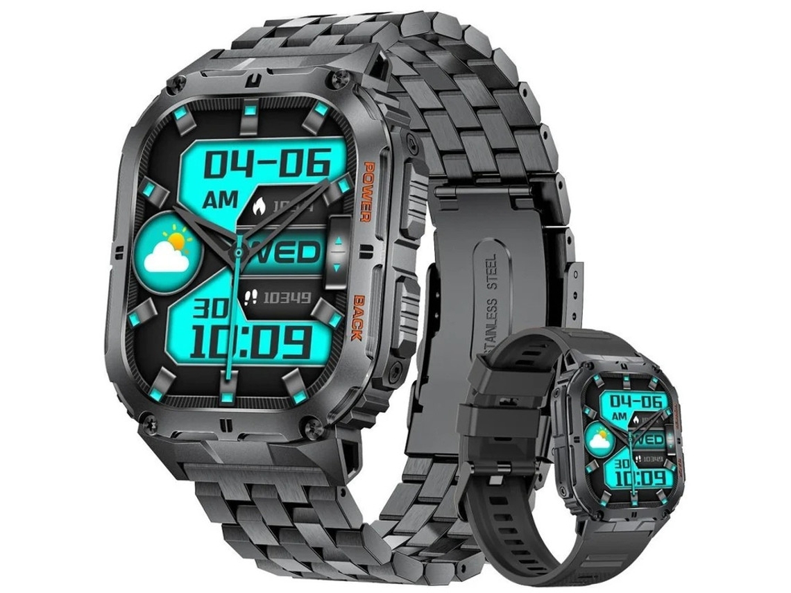 Reloj inteligente con pantalla AMOLED de 1,96 pulgadas, rastreador de actividad física, puede responder llamadas, más de 100 modos de ejercicio, monitor de frecuencia cardíaca y sueño Yizhood